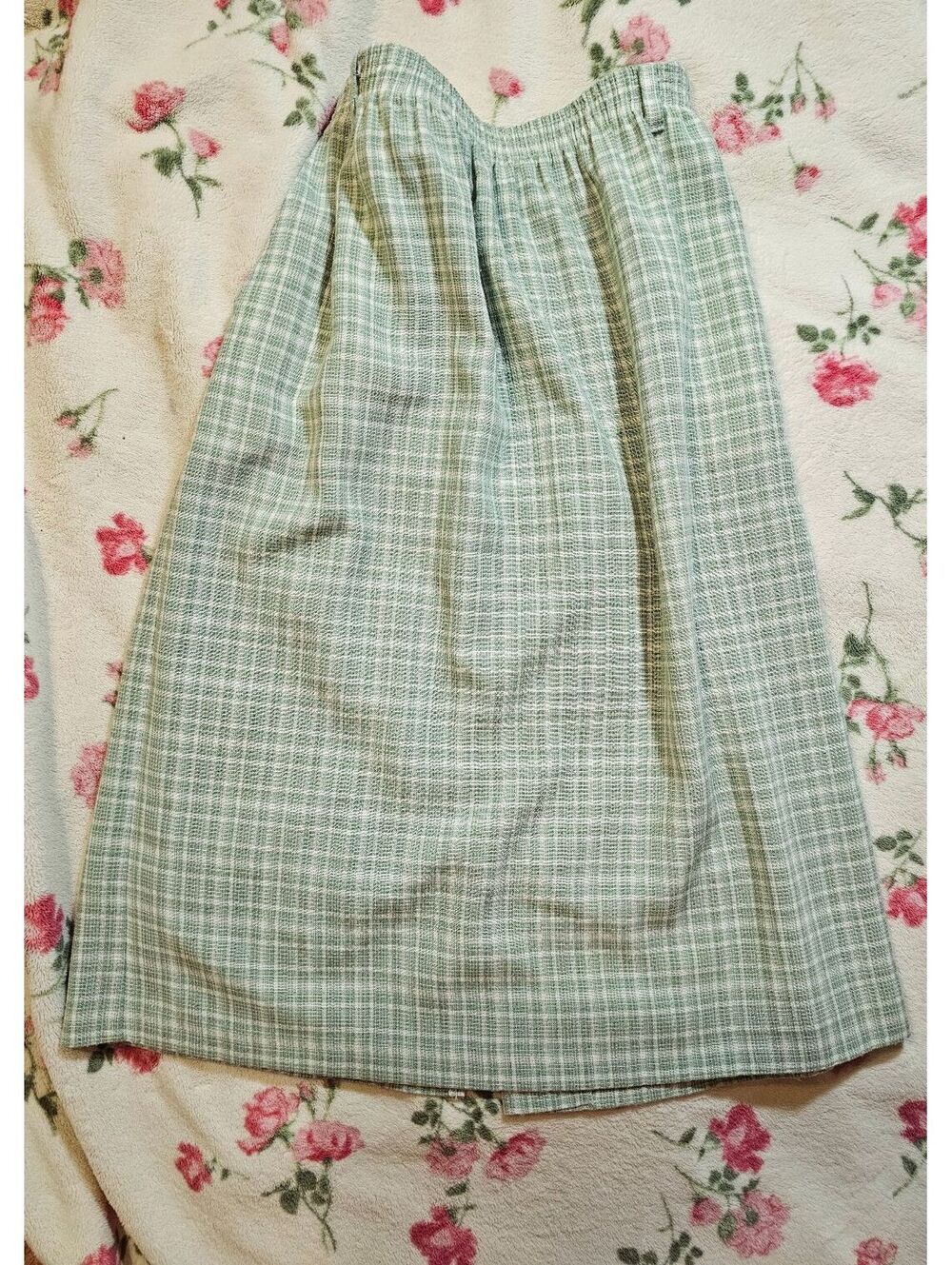 Vintage Sage Green Plaid Pencil Skirt